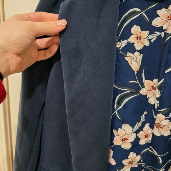 Skies Are Blue Plus Size 2X Navy Blue Blazer – Floral Lined Lightweight Work - Picture 3 of 14